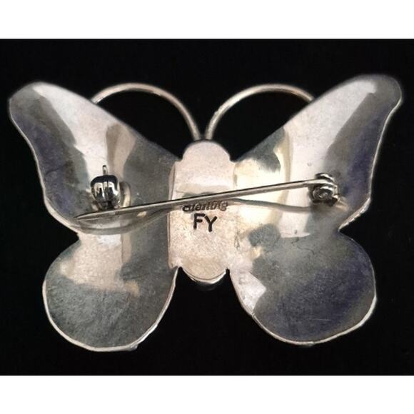 Sterling and turquoise butterfly brooch - Picture 2 of 5